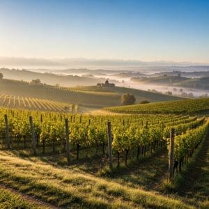 Sunrise over the Langhe hills, Piedmont, Italy - VIP Winery Vacations 